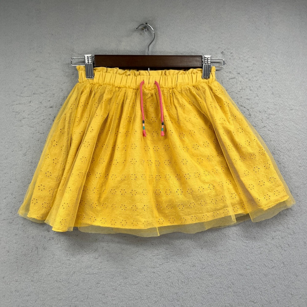 Matilda Jane Skort Girls 8 Yellow Eyelet Tulle Skirt Shorts Whimsical Playful